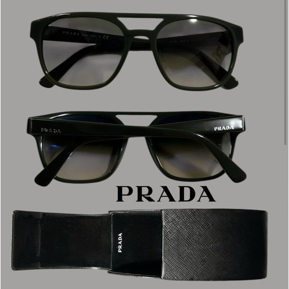 Prada Other - Prada Dark Green PR 23VS Polarized Heritage Square Sunglasses